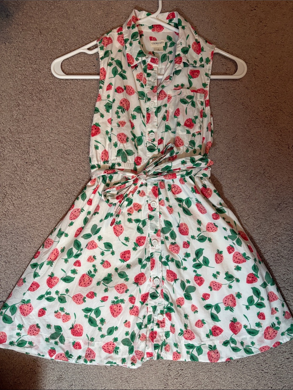 Crewcuts White Strawberry-Print Button-Front Dress - Picture 2 of 4